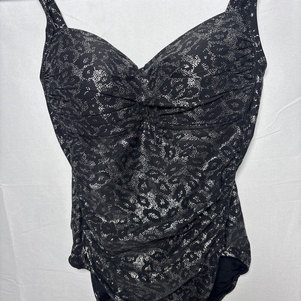 Nip Tuck 1pc Silver & Black Leopard Print Ruched … - image 5